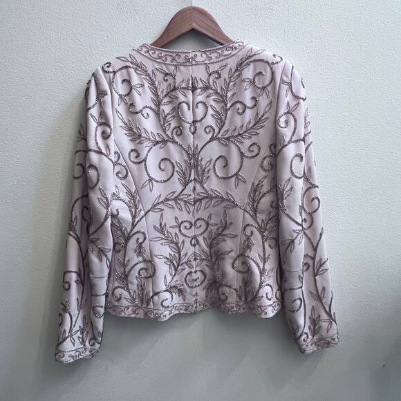 La Belle Fashion 2 Piece Cream Dress & Jacket Mother of Bride Formal Beaded Coat - Picture 8 of 8